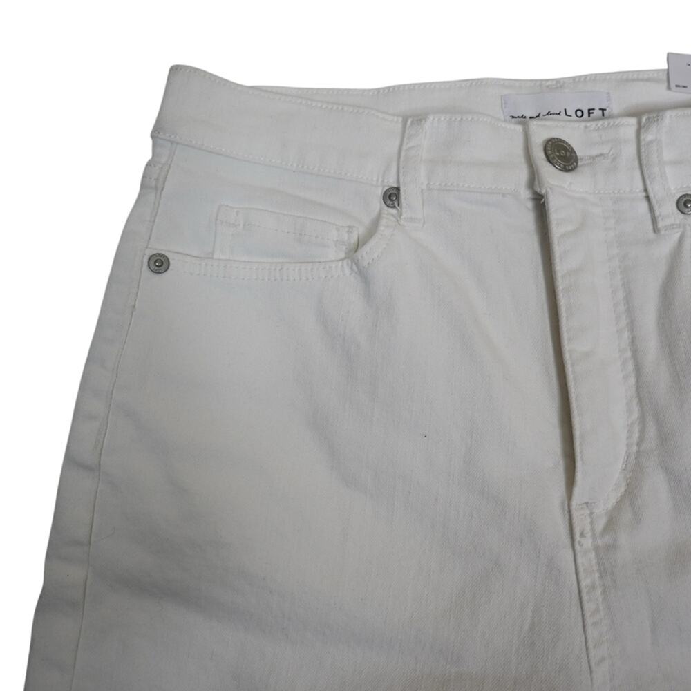 LOFT Womens 29/8 Fresh Cut High Rise Denim Bike Shorts in White NEW - Picture 4 of 12